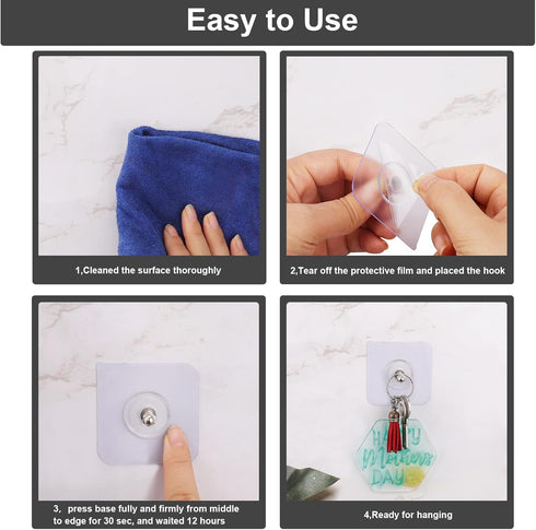 AIERSA 13 Pack Wall Hooks for Hanging,Screw Free Sticker for Mount Wall Shelf, 2 in 1 Reusable Adhesive Hooks Heavy Duty, Waterproof Rustproof and...