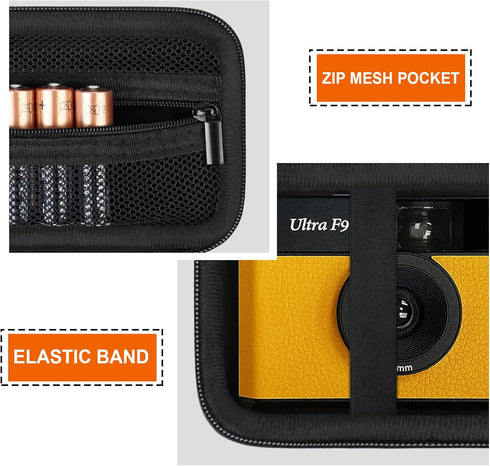 Hard Travel Case for Kodak F9/1 Shot/Ilford/Corex Reusable Ultra 35mm Film Camera, Protective Storage Carrying Case with Zipper Mesh Pocket for Ba...