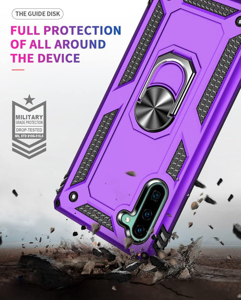 for Samsung Galaxy Note 10 Case, Note10 Case with HD Screen Protectors, Military-Grade Metal Ring Holder Kickstand 15ft Drop Tested Shockproof Cov...