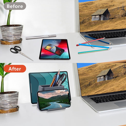 Pencil Holder for Desk,Pencil Organizer for Desk and Accessories Office Supplies Organizer,with Phone Stand Multi-Function Pen Pencil Cup for Home...