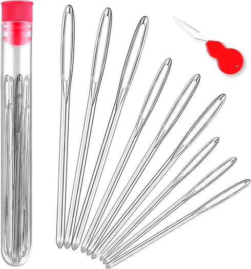 ORRDICE-9 PCS Large-Eye Blunt Needles, Stainless Steel Yarn Knitting Needles, Sewing Needles for Hand Sewing, Crafting Knitting Weaving Stringing ...