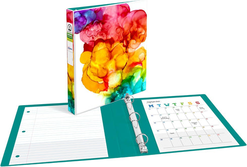 Avery + Amy Tangerine Designer Collection Binder, 1 Inch Round Rings, 175-Sheet Capacity, Rainbow Inkblot (28341)...