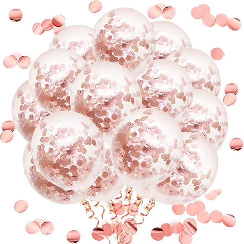 Rose Gold Confetti Latex Balloons, 50pcs 12 Inch Party Balloons for Bridal Shower Wedding Birthday Engagement Decoration...