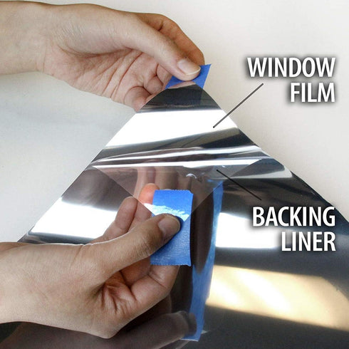 One Way Mirror Privacy Window Film, Heat Control and Anti - UV Adhesive Reflective Window Tint for Home and Office, 60Inch x 17.7Inch, Black Silve...