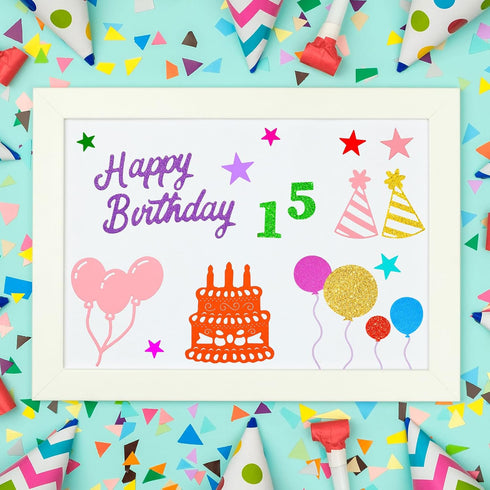30 Pieces Dies Cut, Metal Happy Birthday Cake Cutting Dies Happy Birthday Balloons Cake Stencils Cutting Dies for Birthday Party Card Making Ballo...
