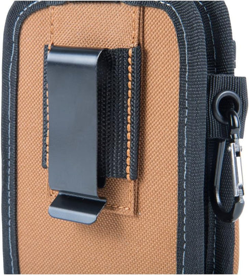 Dickies 2-Compartment Large Phone Pouch, Universal-fit Steel Clip for Tool Belt, Security Strap Over Phone, Carabiner for Quick-Clip Key Storage...