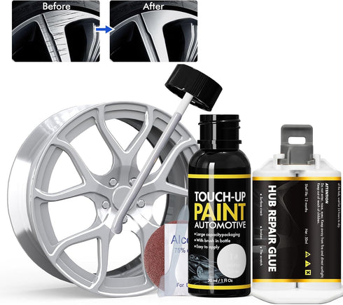 Mirror Silver Rim Touch Up Paint, Rim Repair Kit Curb Rash, Wheel Touch Up Paint for Quickly Fix Rim Scratches, Chips and Surface Damage...