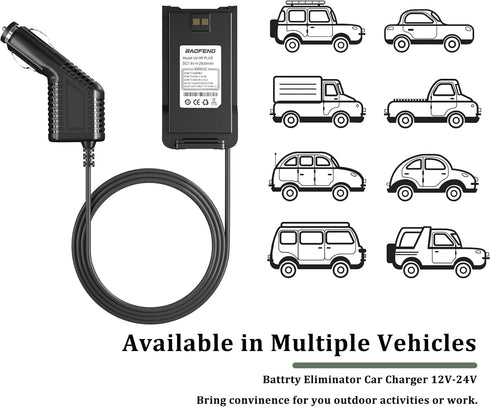 BAOFENG UV-9R Plus Battery Eliminator Car Charger for UV-9G Radio DC7.4V Replacement UV-9R Pro Walkie Talkie Battery Walikie Talkie Accessories...
