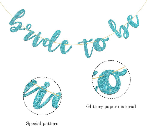 Bride to Be Banner for Bridal Shower, Engaged, Marry Party, Wedding, Hen Night Bachelorette Party Decorations (Blue Glitter)...