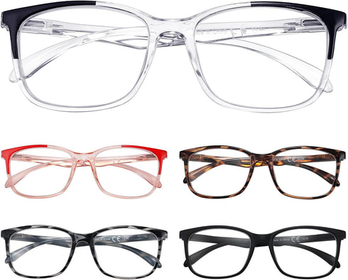 Eyekepper 5 Packing Reading Glasses Women Large Frame Readers Men +2.25...