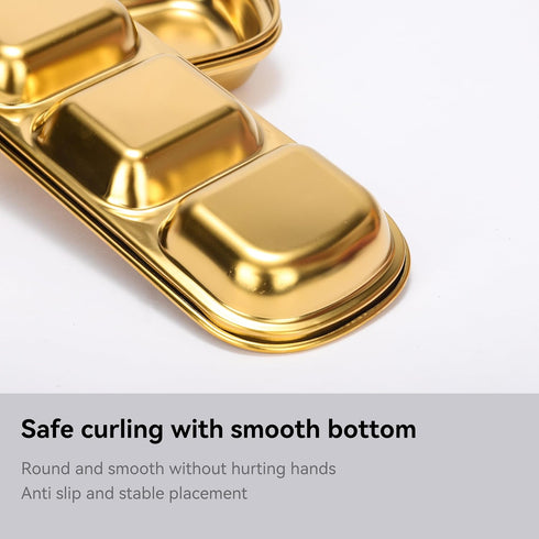 drizzle Sauce Dish Stainless Steel Gold Soy Tomato Sauce Salt Vinegar Sugar Spices Flavor Condiment Dip Bowls Korean BBQ Home Kitchen Plates...