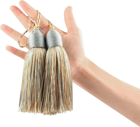 Fenghuangwu 2pcs Tassel Charms Polyester Key Tassels with Loop,DIY Handmade Craft Accessories of Home and Furniture Decoration (Mix Blue)...