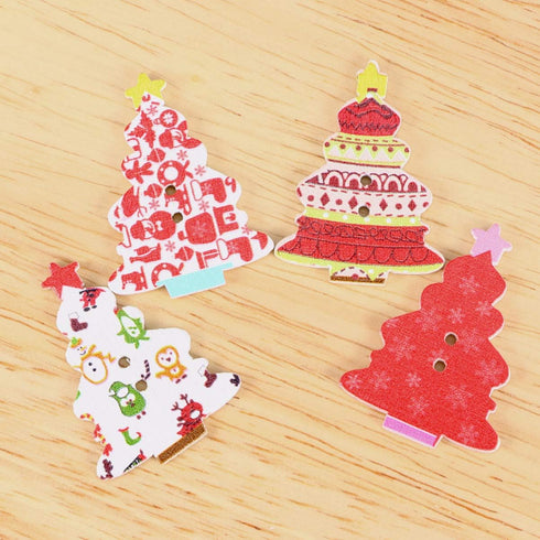 EXCEART 100pcs Christmas Tree Buttons Christmas Sewing Buttons Mixed Patterns with 2 Holes for Sewing DIY Crafts(Random Color)...