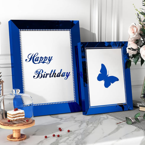 WESTICK Blue Mirror Sticker Sheet Self Adhesive Mirror Wallpaper Peel and Stick Wall Sticker Mirror Contact Paper for Bedroom Kitchen Cabinets App...