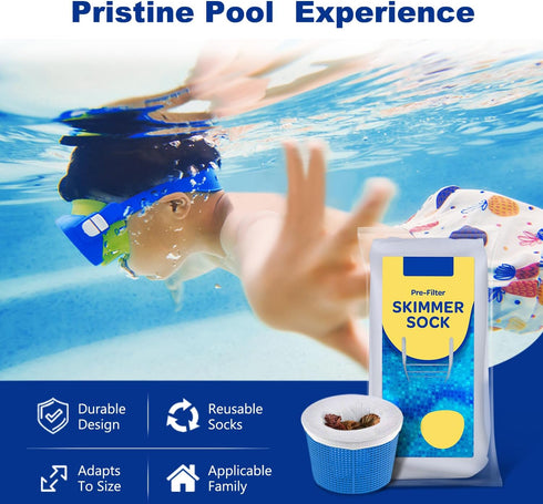 30 Pack Pool Skimmer Socks for Pool Filters, Filters Baskets and Skimmers to Filter Debris and Leaves, Protact Filter System of Inground and above...