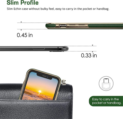 LOHASIC for Luxury Leather iPhone 11 Pro Case – Slim Designer PU Cover with Electroplated Frame, Soft TPU Bumper, Anti-Slip Grip, Business Protect...