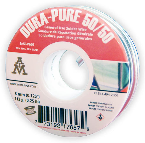 AIM Dura-Pure 50/50 0.125inch Solid Solder Wire for General Purpose repairs (113g / 4oz)...