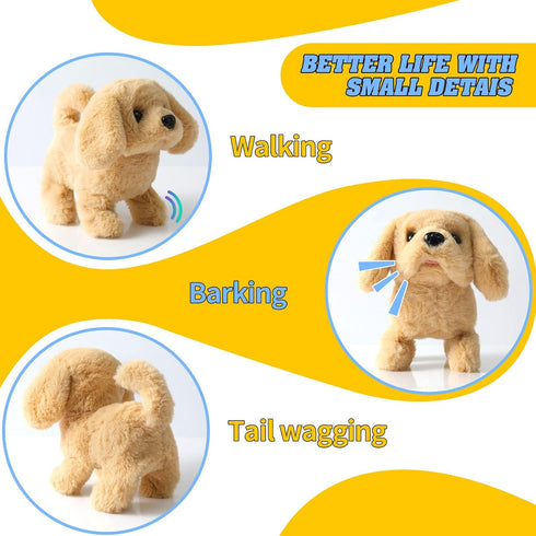 Plush Golden Retriever Toy Puppy Electronic Interactive Dog - Walking, Barking, Tail Wagging, Stretching Companion Animal for Kids Toddlers...