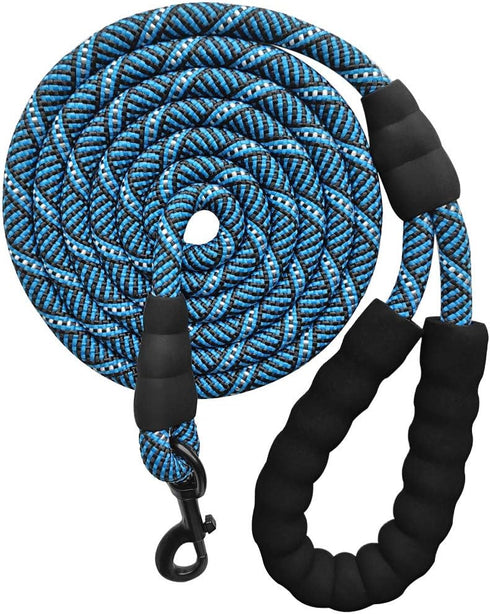 7FT/8FT/10FT Heavy Duty Rope Dog Leash, 1/2" Diameter Strong Nylon Medium Large Dog Leash with Soft Handle - for Outdoor Pets Walking Playing Expl...