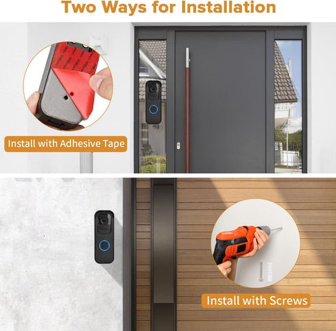 No-Drilling Door Mount for Blink Video Doorbell, Adhesive Doorbell Mount Bracket, Accessories for Blink Doorbell Home Security System?Black?...