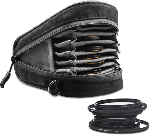 Lightdow Camera Filter Bag, Detachable 8-Slot Lens Filter Carry Case Photography Filter Holder Belt Loop Pouch Water-Resistant and Dustproof Desig...