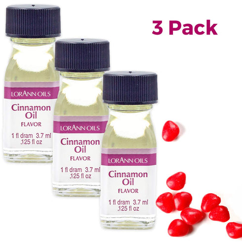 LorAnn Cinnamon Oil SS Flavor, 1 dram bottle (.0125 fl oz - 3.7ml) 3 Pack - includes a recipe...