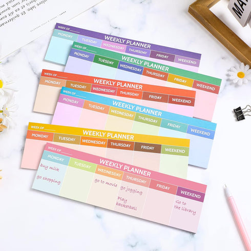 Geyee 300 Sheets Weekly Calendar Pad Tear off 2.8 x 9.5 Inch Weekly Schedule Pad Bulk Horizontal Weekly Planner Sticky Notes To Do List Notepad Ad...