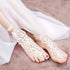 2 Pairs Lace Barefoot Sandals Sexy Lace Barefoot Embroidery Anklet with Toe Ring Vintage Floral Lace Anklet Slave Barefoot Sandals Foot Jewelry fo...