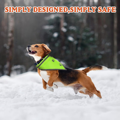 2 Pcs Reflective Dog Bandana Neon Orange Green High Visibility Dog Reflective Gear Dog Reflective Scarf Bib for Dog Camping Night Walking Off Leas...