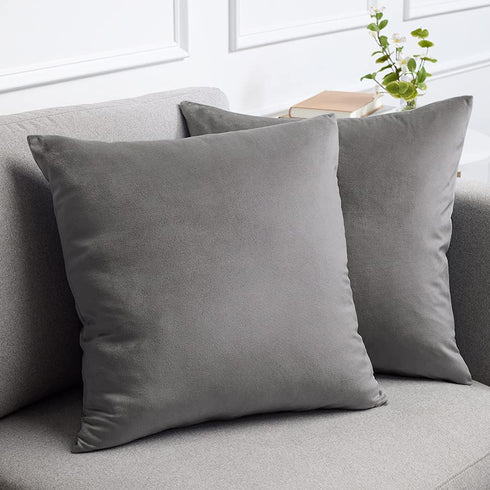 lalaLOOM Velvet Throw Pillow Covers, Set of 2, 18x18 Decorative Square Pillows Home Decor, Soft Accent Cases, Silky Machine Washable Pillowcases f...