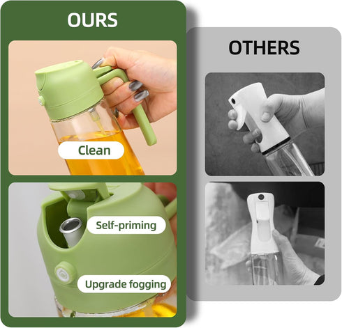 Oil Sprayer for Cooking 16oz, 2 in 1 Olive Oil Dispenser and Oil Sprayer - 470ml Olive Bottle Spray and Pour - Olive Glass Oil Dispenser for Kitch...