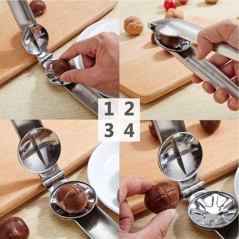 Nutcracker Chestnut Clip, Nut Cracker Sheller Walnut Pliers, Metal Nut Opener Plier, 304 Stainless Steel Kitchen Tools Multifunctional Chestnut Op...
