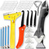 Grout Removal Tool Caulking Tools 24-in-1 Kit with Silicone Glass Glue Angle Scraper Grout Saw Blade Scraper Finishing for Kitchen Bathroom Window...