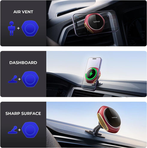 for MagSafe Car Mount Charger, 15W Zinc Alloy Fast Charging Magnetic Wireless Car Charger Phone Holders for Your Car Fits for iPhone 15 Pro Max Pl...