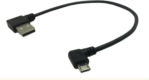 CERRXIAN 9Inch Micro USB Cable Combo Left Angle Micro USB 5 Pin Male to USB 2.0 Type A Right Angle Male Data Sync and Charge Cable (Black)(2-Pack,...