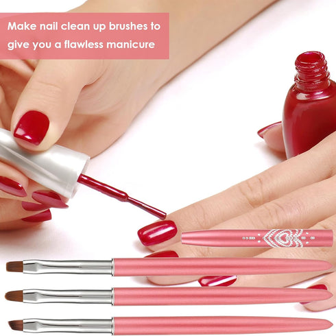 Nail Clean Up Brush, 3PCS Nail Art Clean Up Brushes Nail Painting Brushes Nail Remover Brush Nail Pen Painting Tools for Nail Art Design Manicure ...