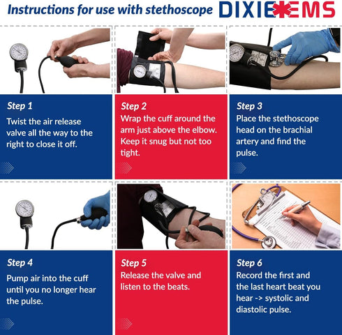 Dixie Ems Deluxe Aneroid Sphygmomanometer Blood Pressure Set W/Adult Cuff, Carrying Case and Calibration Tool - Navy...