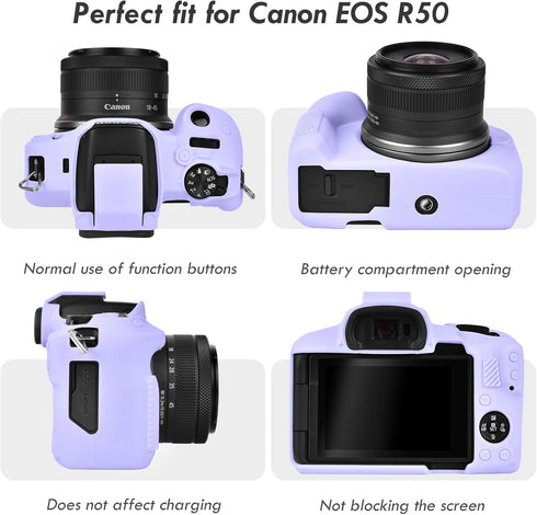 Rieibi EOS R50 Case, Soft Silicone Protective Case for Canon EOS R50 EOSR50 Camera, Lightweight EOS R50 Camera Case - Purple...
