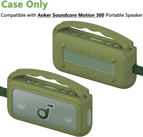 Silicone Cover Case for Soundcore Motion 300 Wireless Hi-Res Portable Speaker, Protective Holder Skin for Motion 300 Speaker Case Accessories (Gre...