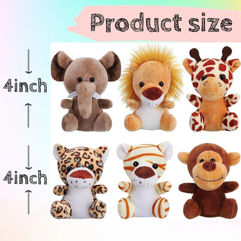 6 Pieces Jungle Stuffed Animal Forest Plush Lion Elephant Tiger Giraffe Plush Toy for Party Animal Themed (6zhidongwu)...
