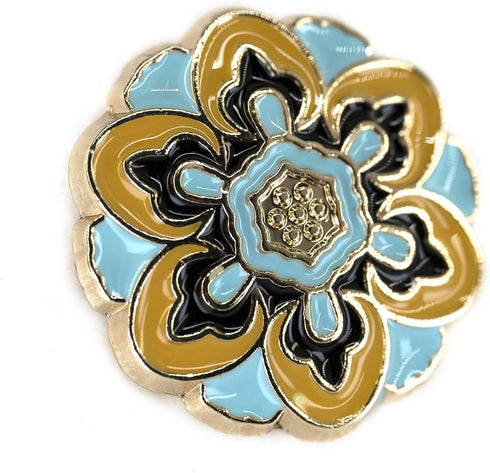 20 pcs Vintage Enamel Flower Metal Shank Sewing Coat Buttons -18mm -11/16"...