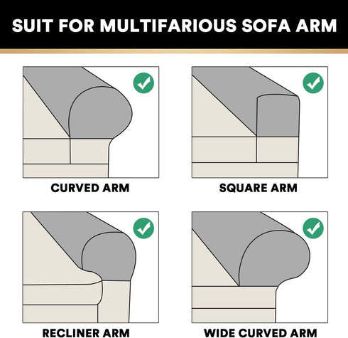 PrinceDeco 4 Pack Thick Velvet Stretch Armrest Covers for Chairs, Sofas & Armchairs - Non Slip, Grey...