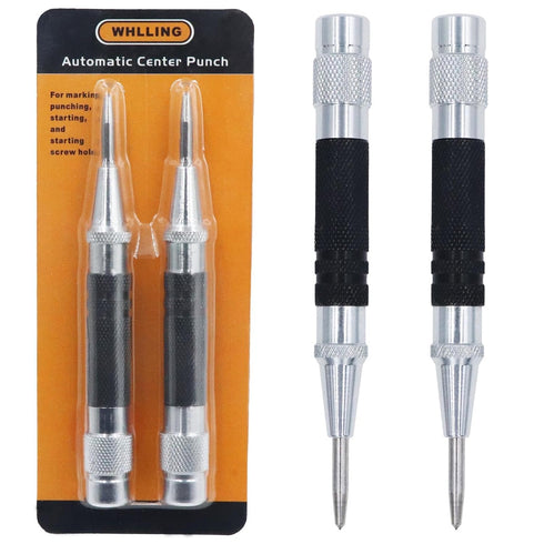 2-Piece Automatic Center Punch, 5 inch Spring Loaded Center Hole Punch with Adjustable Stroke Punch Tool for Metal Wood Glass Plastic, Metal Punch...
