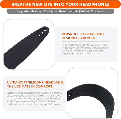 WC HeadbandZ Arctis Nova - Upgraded Silicone Headband for Arctis Nova Headsets by Wicked Cushions - Enhanced Flexibility, Comfort, and Style with ...