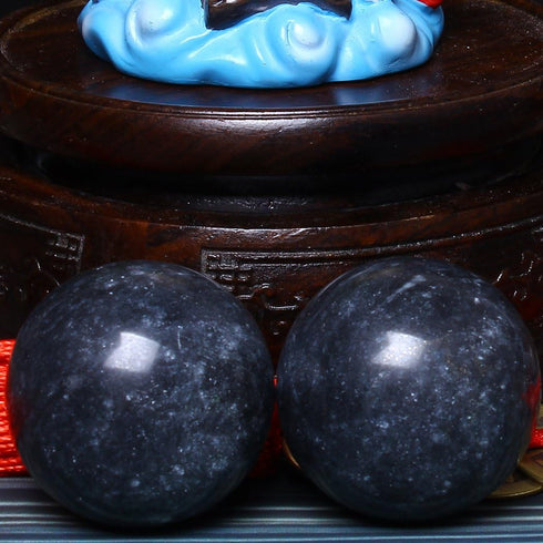 BRABUD 1.4'' Chinese Exercise Baoding Balls Dark Grey Marble Health Stress Relieve with No Chimes BS021...