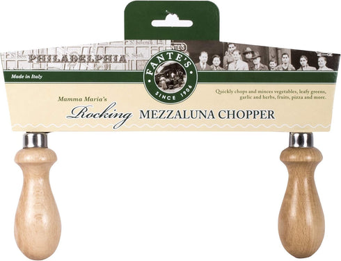 Fantes Mezzaluna Rocking Chopper, Stainless Steel Blade with Beechwood Handles, 9.5-Inch Blade, The Italian Market Original since 1906...