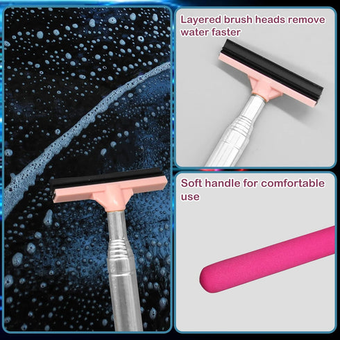 Car Rearview Mirror Wiper, Retractable Window Squeegee, Small Auto Squeegee Cleaner Water Side Mirror Wiper with Telescopic Long Handle, Snow Brus...