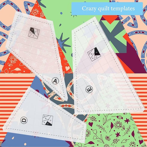 Quilting Rulers and Templates, 5Pcs Creative Quilting Cutting Template Quilt Templates Acrylic for Cutting Patterns, Quilt Ruler Set Quilting Supp...