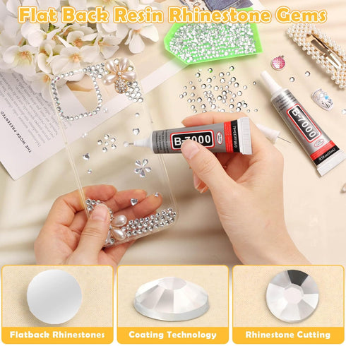 B7000 Rhinestone Glue, 4Pcs B-7000 Jewelry Glue,B7000 Glue Clear with Precision Tip,Super Adhesive Fabric Glue for Jewelry Craft Gem Cell Phone Re...
