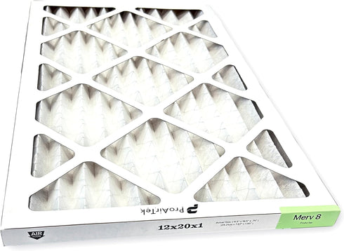Proairtek AF12201M08SWH Model 12x20x1 Pack of 2 Air Filters, MERV 8; Ideal for Anyone Wanting Clean, Crisp Air in Their Home; It Captures Microsco...